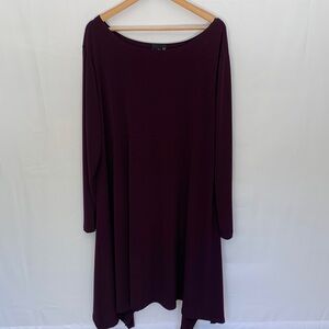 Lisa Bayne Wide Neck Asymmetrical Maxi Dress Lagenlook Size XXL
